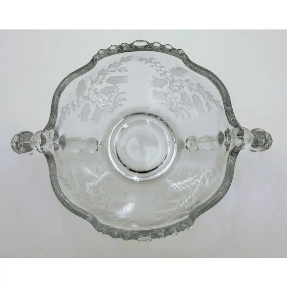 Vintage Tiffin Cherokee Rose Etched Glass Creamer & Sugar Set